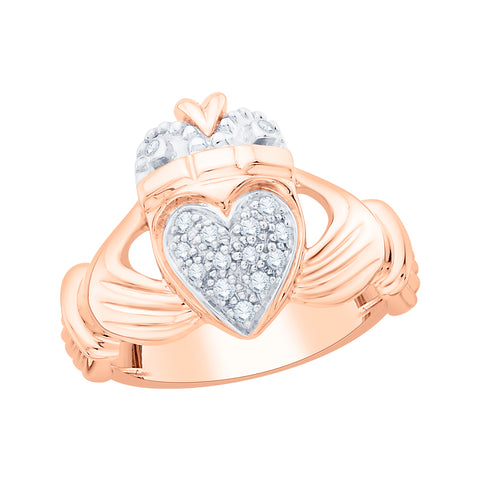 KATARINA Diamond Claddagh Heart Celtic Knot Crown Engagement Ring (1/5 cttw)