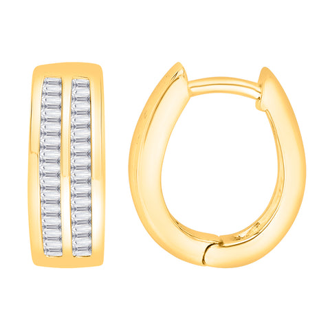 KATARINA Baguette Cut Diamond Huggie Earrings (1/2 cttw)
