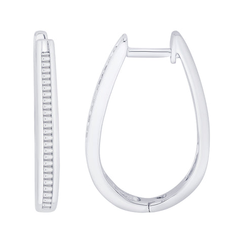KATARINA Baguette Cut Diamond Hoop Earrings (3/8 cttw)