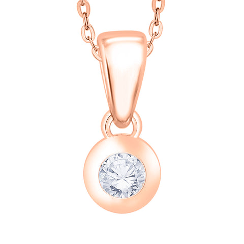 KATARINA Diamond Bezel Set Solitaire Pendant Necklace (1/10 cttw)