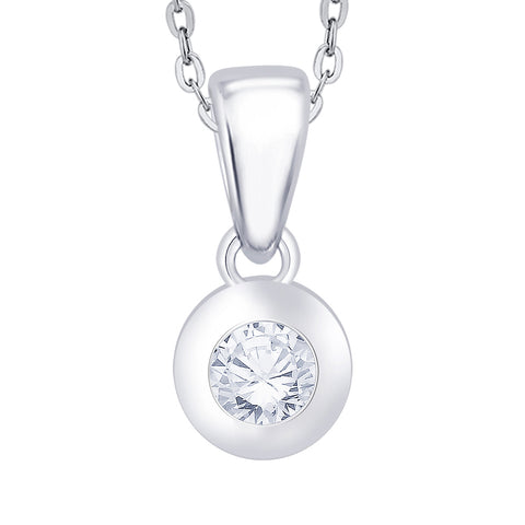 KATARINA Diamond Bezel Set Solitaire Pendant Necklace (1/5 cttw)