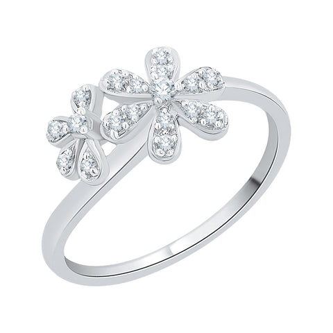 KATARINA 1/8 cttw Bypass Shank Diamond Floral Ring