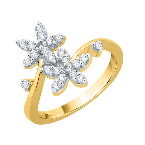 KATARINA 3/8 cttw Bypass Shank Diamond Floral Ring