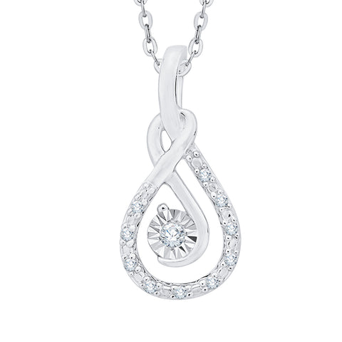 KATARINA Miracle Plate Diamond Infinity Pendant Necklace (1/10 cttw)
