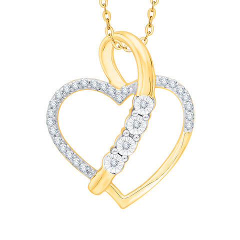 KATARINA Miracle Plate Diamond Heart Pendant Necklace (1/8 cttw)