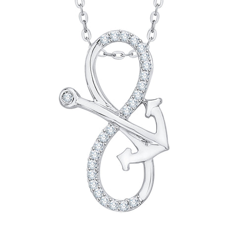 KATARINA Prong Set Diamond Infinity and Anchor Pendant Necklace (1/10 cttw)