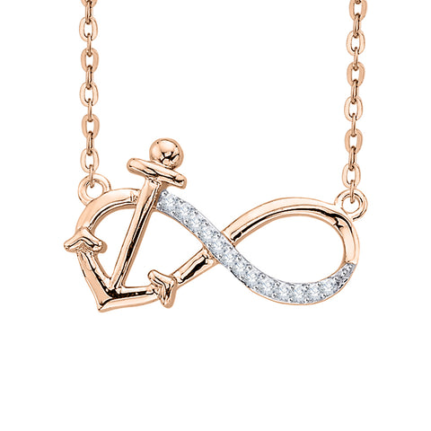 KATARINA Diamond Infinity and Anchor Pendant Necklace (1/20 cttw)