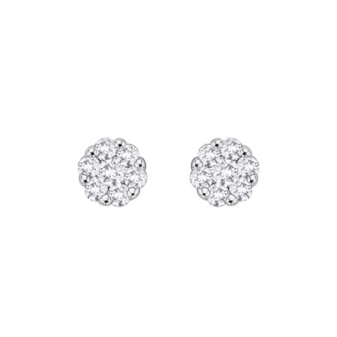 KATARINA 1/5 cttw Diamond Floral Stud Earrings