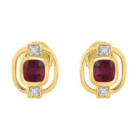 KATARINA 5/8 cttw Diamond and Cushion Cut Ruby Fashion Earrings