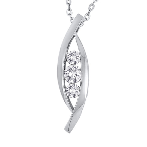 KATARINA Three Stone Diamond Fashion Pendant Necklace (3/4 cttw)