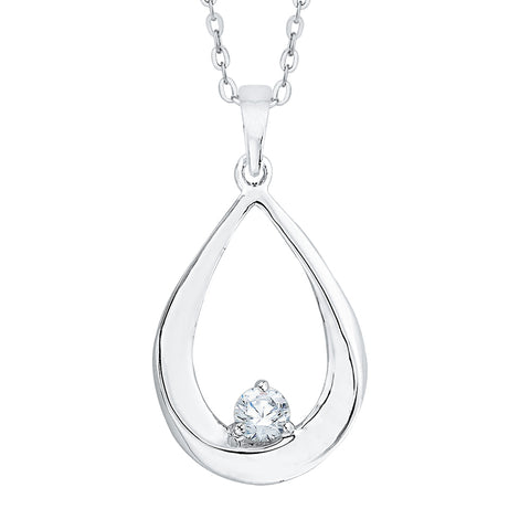 KATARINA Solitaire Diamond Teardrop Pendant Necklace (1/10 cttw)