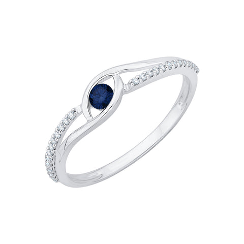 KATARINA Diamond and Blue Sapphire Promise Ring (1/5 cttw)