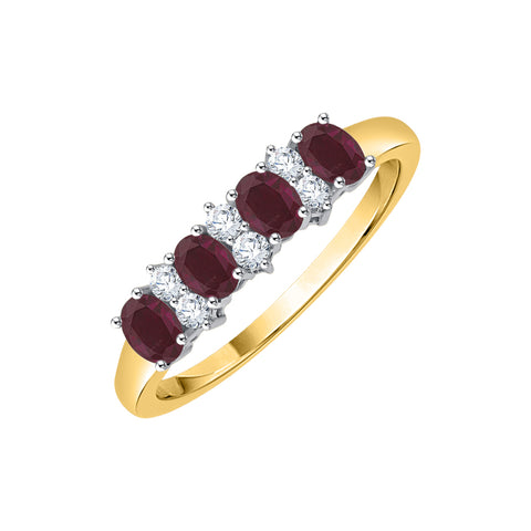 KATARINA Diamond and Oval Cut Ruby Fashion Ring (1/3 cttw)