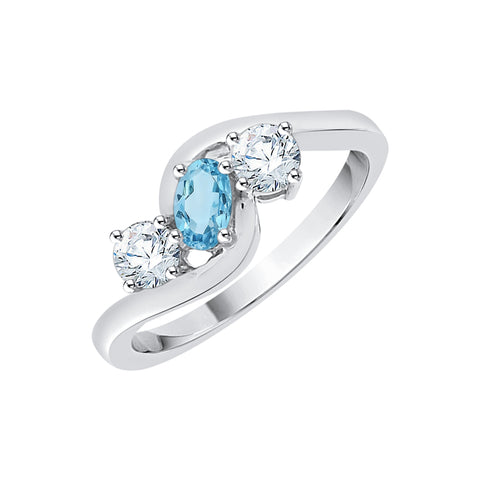KATARINA G-H I2-I3 5/8 cttw Diamond and Oval cut Gemstone Promise Ring
