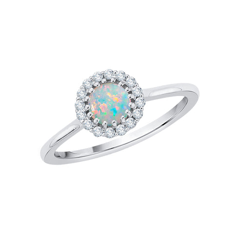KATARINA 5/8 cttw Diamond and Opal Halo Engagement Ring
