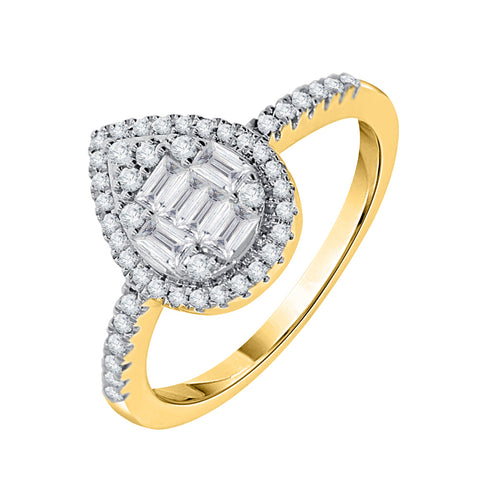 KATARINA Round and Baguette Cut diamond Engagement Ring (3/8 cttw)