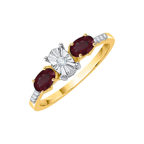 KATARINA Diamond and Oval Cut Ruby Fashion Ring (2/3 cttw)
