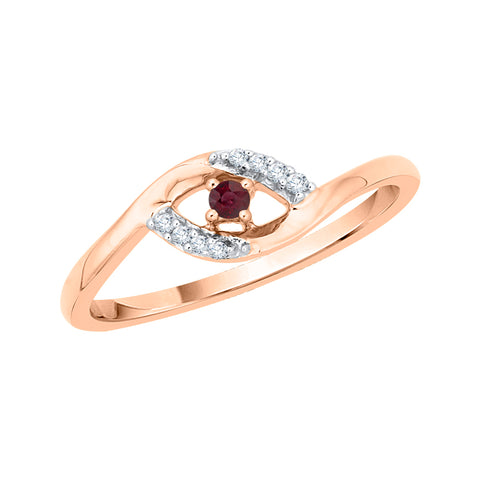 KATARINA Round Diamond and Ruby Fashion Ring (1/10 cttw)