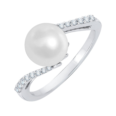 KATARINA 1/10 cttw Diamond and Pearl Fashion Ring