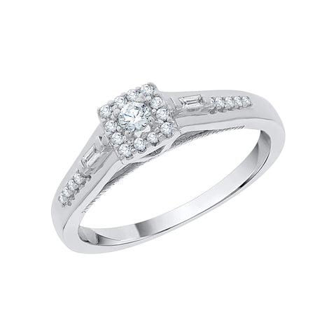 KATARINA Round and Baguette Cut Diamond Engagement Ring (1/5 cttw)