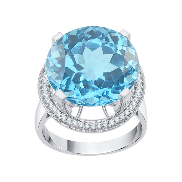 14K White Gold~Blue Topaz, 10K White Gold~Blue Topaz, Sterling Silver~Blue Topaz