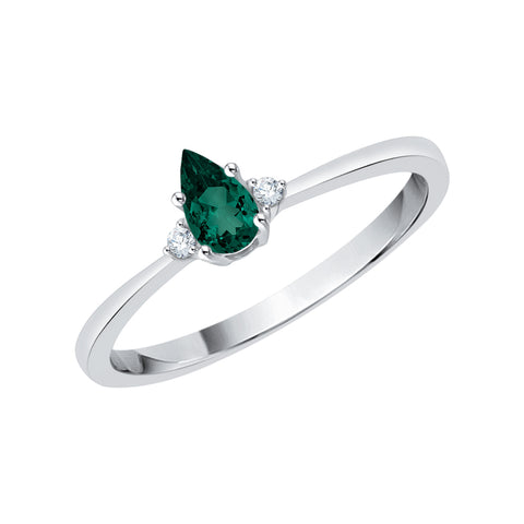 KATARINA Diamond and Pear Cut Emerald Fashion Ring (1/4 cttw)