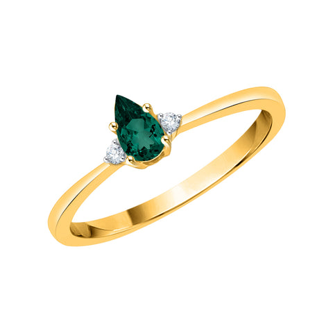 KATARINA Diamond and Pear Cut Emerald Fashion Ring (1/4 cttw)