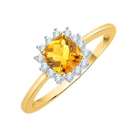 KATARINA Gemstone and Diamond Halo Engagement Ring (7/8 cttw G-H, I2-I3)