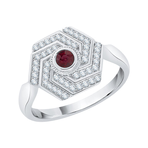 KATARINA 1/3 cttw Prong Set Diamond and Ruby Fashion Ring