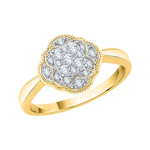 KATARINA 1/8 cttw Cluster Diamond Milgrain Edge Fashion Ring