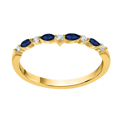 KATARINA 1/4 cttw Diamond and Alternating Blue Sapphire Wedding Band