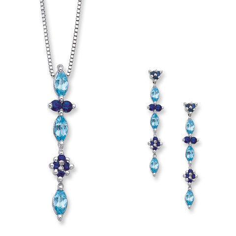 KATARINA Blue Topaz and Sapphire Jewelry Set