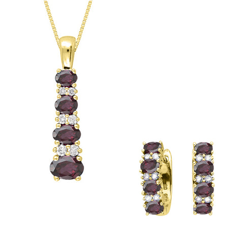 KATARINA Diamond and Alternating Garnet Jewelry Set
