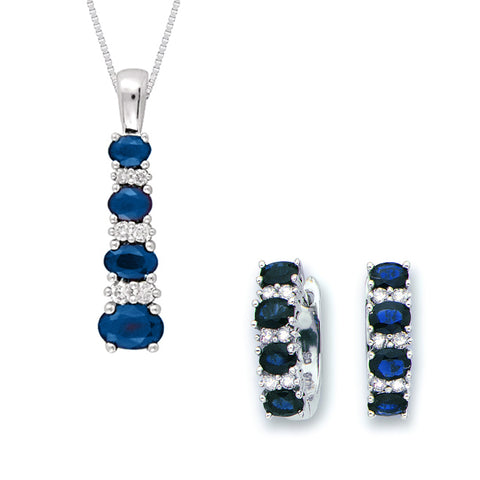 KATARINA Diamond and Alternating Sapphire Jewelry Set (3/8 cttw)