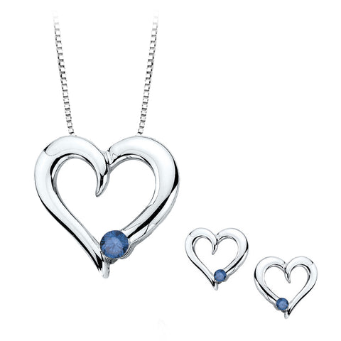 KATARINA Blue Diamond Heart Jewelry Set (1/5 cttw)