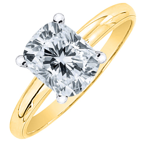 IGI Certified 1.5 ct. G - SI1 Cushion  Cut Lab Grown Diamond Solitaire Engagement Ring in 14k Gold