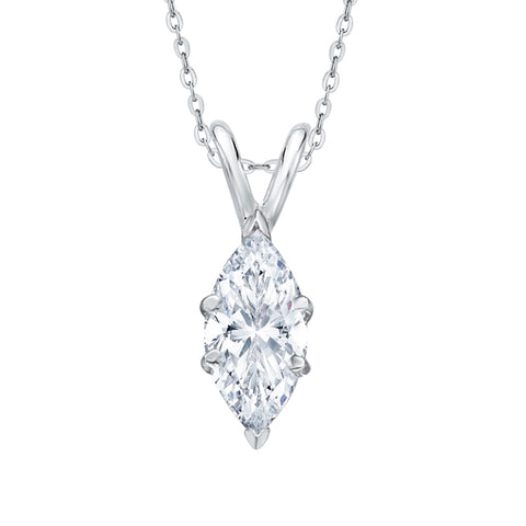3/8 ct. E - SI2 Marquise  Cut Diamond Solitaire Pendant Necklace in 14K Gold