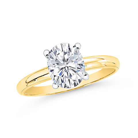 IGI Certified 2 ct. F - VS2 Oval Cut Lab Grown Diamond Solitaire Engagement Ring in 14k Gold