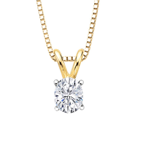 IGI Certified 1.02 ct. E - SI1 Oval  Cut Lab Grown Diamond Solitaire Pendant Necklace in 14K Gold