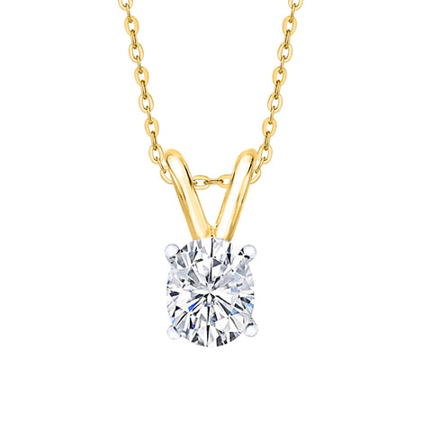 IGI Certified 2 ct. E - VS1 Oval Cut Lab Grown Diamond Solitaire Pendant Necklace in 14K Gold