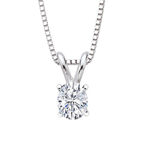 IGI Certified 0.9 ct. E - VS1 Oval  Cut Lab Grown Diamond Solitaire Pendant Necklace in 14K Gold