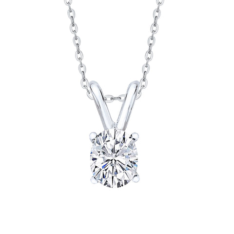IGI Certified 2 ct. E - VS1 Oval Cut Lab Grown Diamond Solitaire Pendant Necklace in 14K Gold