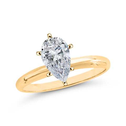 IGI Certified 1.01 ct. G - VS2 Pear Cut Lab Grown Diamond Solitaire Engagement Ring in 14k Gold