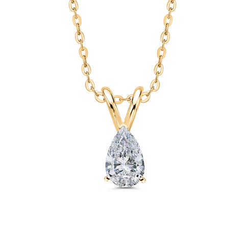 IGI Certified 1 ct. F - SI1 Pear Cut Lab Grown Diamond Solitaire Pendant Necklace in 14K Gold