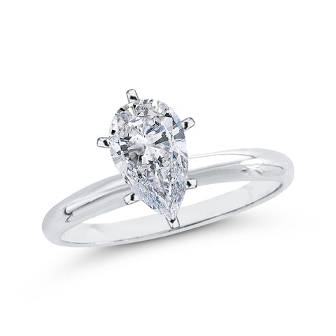 IGI Certified 1 ct. G - VS2 Pear Cut Lab Grown Diamond Solitaire Engagement Ring in 14k Gold