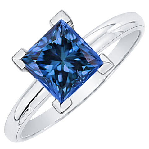 KATARINA Princess Cut Blue Diamond Solitaire Ring