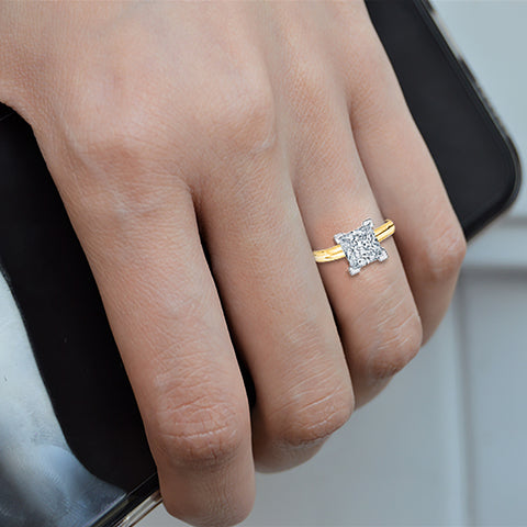 1.02 ct. I - I1 Princess Cut Diamond Solitaire Engagement Ring in 14k Gold