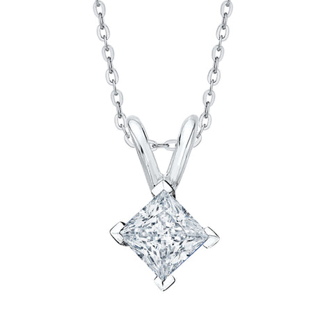 7/8 ct. H - SI1 Princess  Cut Diamond Solitaire Pendant Necklace in 14K Gold