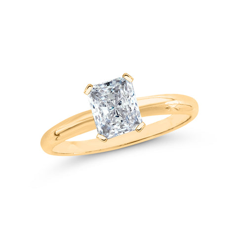 IGI Certified 1.01 ct. F - SI1 Radiant Cut Lab Grown Diamond Solitaire Engagement Ring in 14k Gold