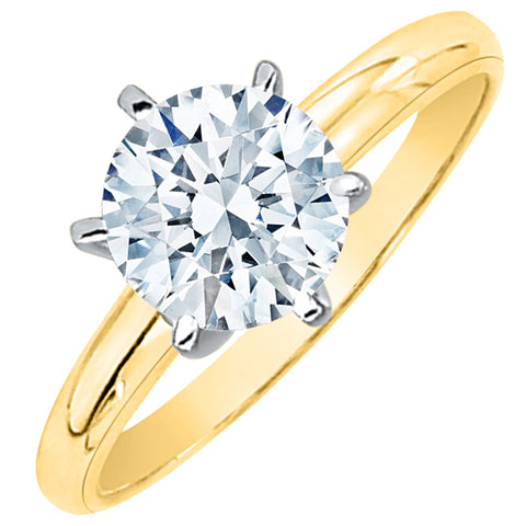 IGI Certified 1.1 ct. E - VS1 Round Brilliant Cut Lab Grown Diamond Solitaire Engagement Ring in 14k Gold